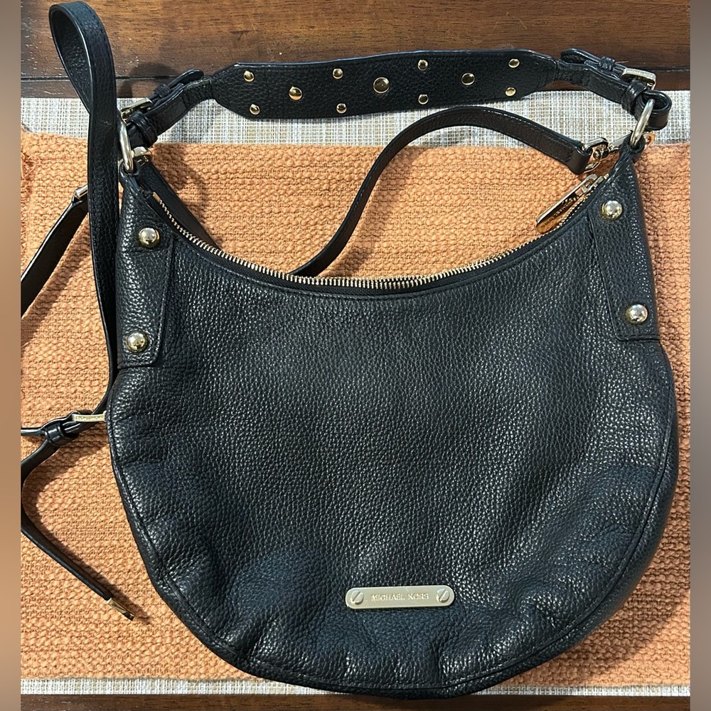 🔥 Michael Kors Black Hobo Bag with Gold Accents